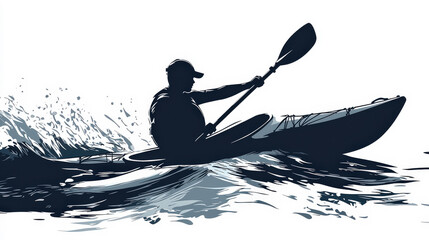 Kayaker paddles through challenging waves