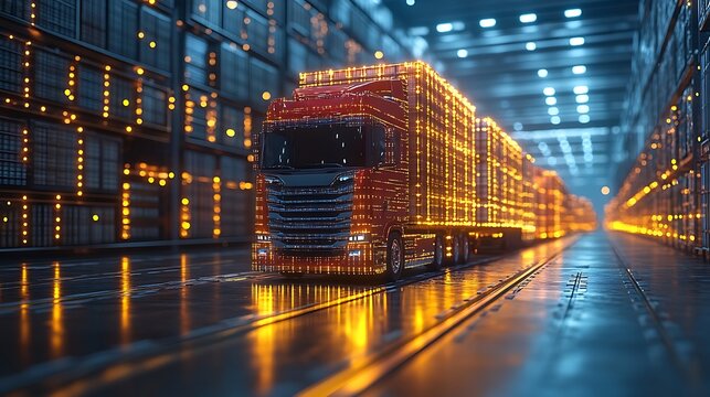 Online shop glowing with technology inspired logistics solutions and real time tracking