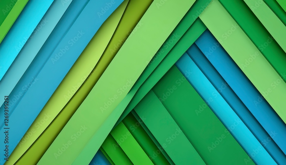 Poster abstract background with diagonal lines in shades of green and blue. the layered design creates a se