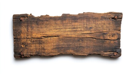 Fototapeta premium Rustic wooden signboard, isolated on white, ideal for text overlay
