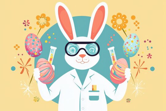 Easter Festival Celebration Science-Themed Tradition with Colorful Eggs and Bunny Bright and Cheerful Environment Fun for All Ages