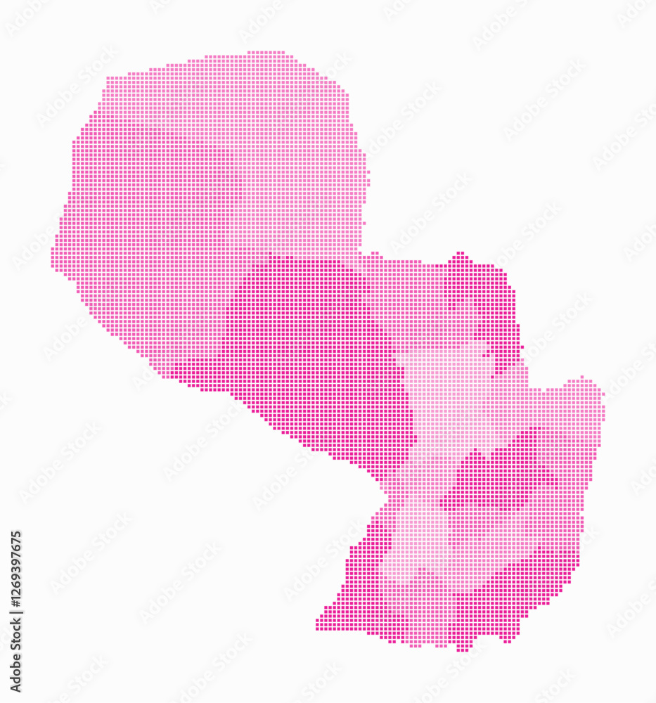 Poster paraguay dotted map. digital style map of the country on white background. paraguay shape with squar