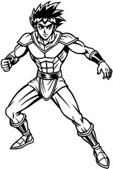 Fototapeta premium Anime colouring pages, Super hero colouring page for kids, coloring pages for kids