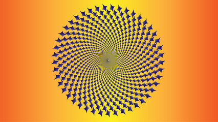 A spiral pattern consisting of red arrows spiraling outward from the center. This pattern creates an optical illusion of movement and depth, drawing attention due to its dynamic visual effect.