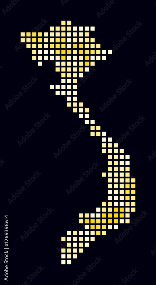 Aufkleber vietnam dotted map. digital style map of the country on dark background. vietnam shape with square d