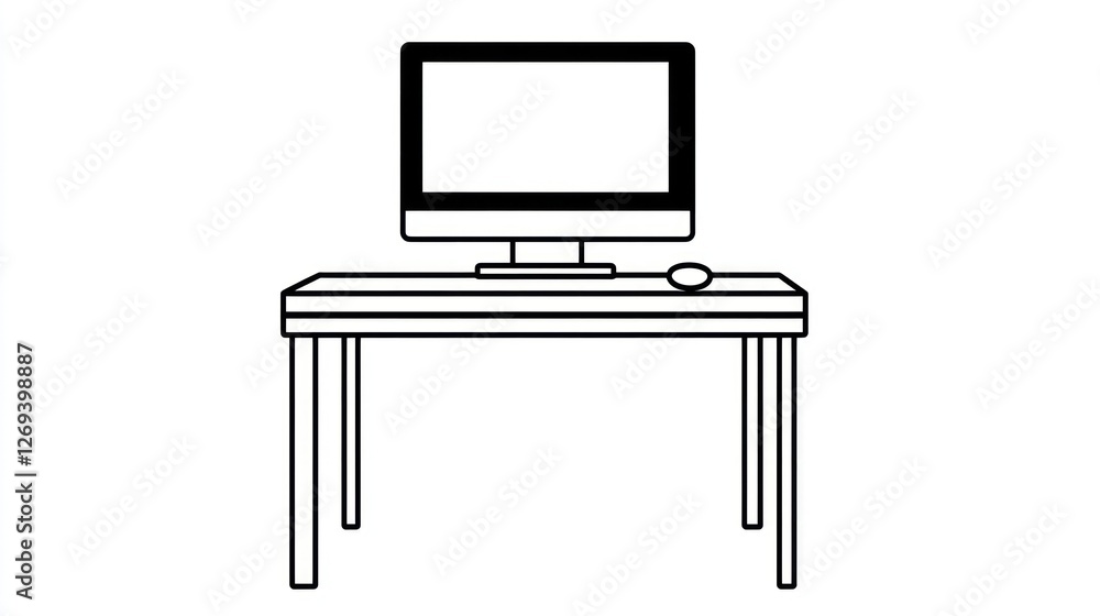 Aufkleber simple computer desk workspace; office background