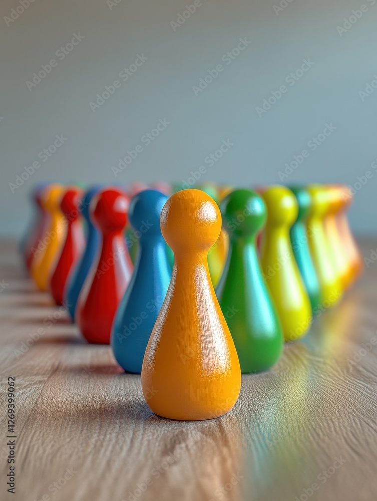 Aufkleber conceptual image of multicolored figurines in a row symbolizing diversity and social or corporate un