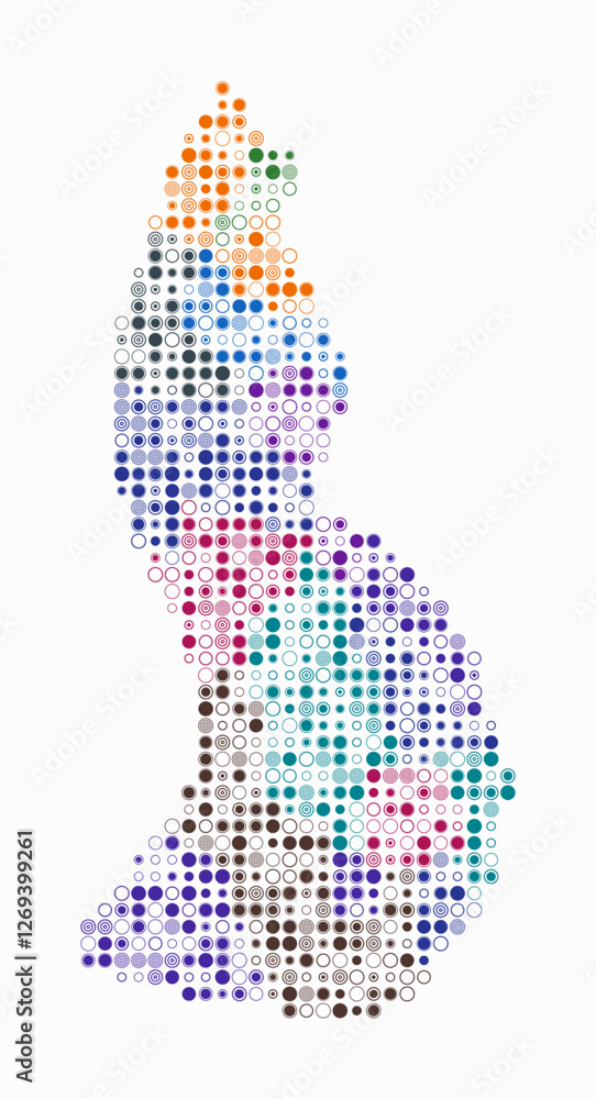Poster liechtenstein, shape of the country build of colored cells. digital style map of the liechtenstein o