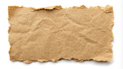 Torn Cardboard Piece on White Background