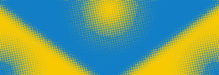 Yellow and blue pop art retro comic background with halftone dots design, vector illustration EPS10
