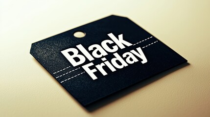 Black Friday sale tag featuring bold text on a dark background ready for holiday shopping promotions