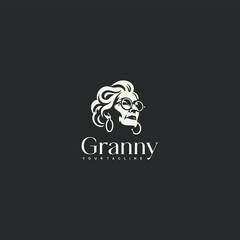 granny or grandmother logo design vector illustration