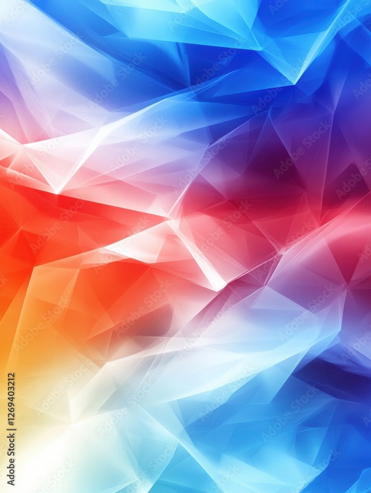 Poster technology bright low poly connection abstract background. blue and red blurred futuristic vector de