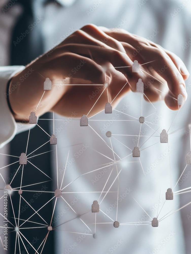 Poster connecting executives with solid human resource network structure for effective management and recru
