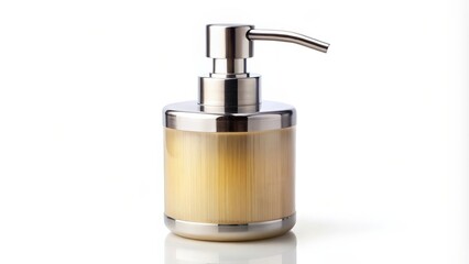 Obraz premium Metallic-and-Amber-Soap-Dispenser-on-White
