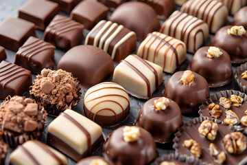 Fototapeta premium Close-up of a variety of luxurious handmade chocolate candies