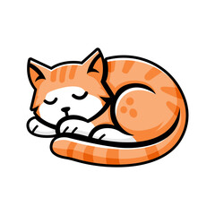 happy peaceful orange sleeping cat perfect for hotel or cafe mascot vector illustration logo design