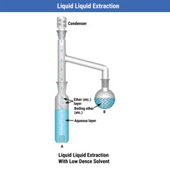 Vector Illustration for Liquid Liquid Extraction with Low Dense Solvents Editable