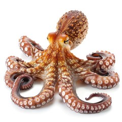 Obraz premium A vibrant octopus with eight arms and distinctive patterns, showcasing its unique textures and colors against a plain background.