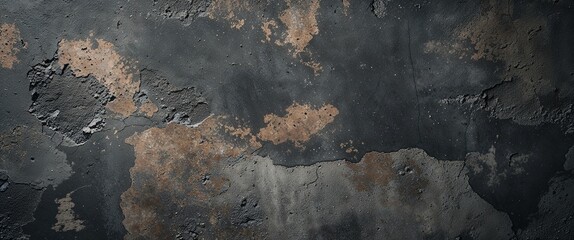 texture of a dark, weathered concrete surface. The style is realistic, capturing the rough and uneven texture typical of aged concrete.