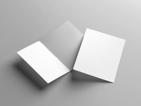 Three-fold accordion folded square brochure. Ten-page brochure in concertina folding. Blank white 3D render illustration.