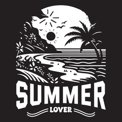 Typography summer lover t-shirt design .