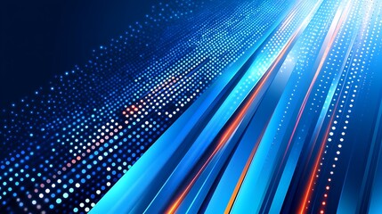 Abstract Blue Lines and Glowing Dots Digital Art