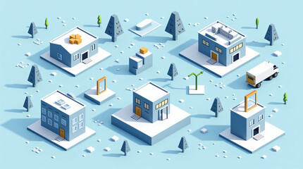 Fototapeta premium Business Acquisition in Isometric Style 