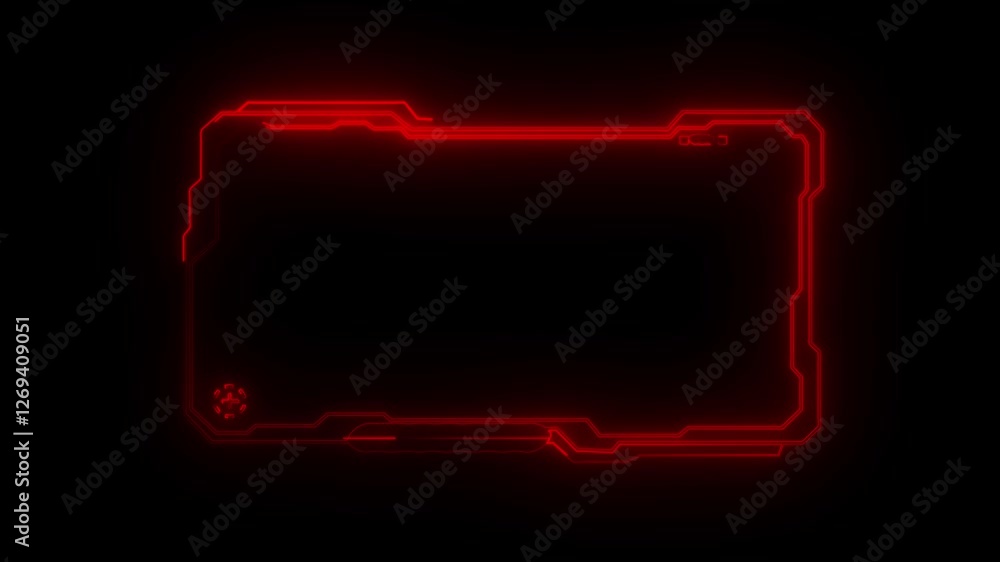 Poster neon glowing hud template futuristic frame, virtual interface, reality technology view display.