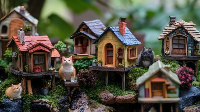 Whimsical Miniature Pet Village with Adorable Animal-Inspired Tiny Houses