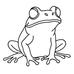 Frog line art of a charming amphibian in elegant style. Suitable for children's books, nature themed designs, and educational materials
