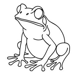 Frog line art of a charming amphibian in elegant style. Suitable for children's books, nature themed designs, and educational materials