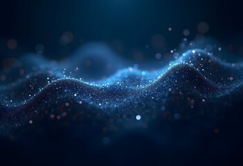 Digital wave with many dots and particles. Abstract dynamic wave background. Technology or science banner
