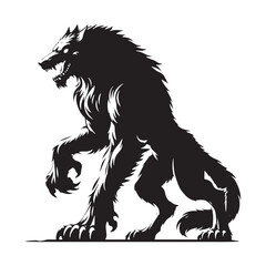 Fenrir silhouette, the untamed force of Norse mythology - Fenrir illustration - Fenrir vector - mythical creature silhouette
