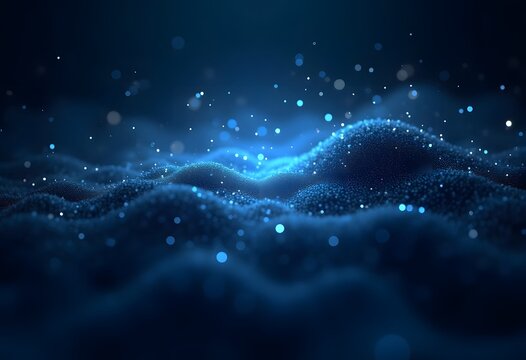 Fototapeta Digital wave with many dots and particles. Abstract dynamic wave background. Technology or science banner 