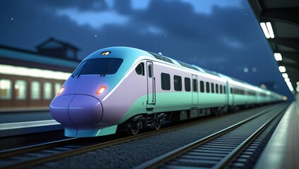 Naklejka premium train, model train, toy train, electric train, high speed train, pastel, focus, train scene, black, white, railroad tracks, station, train station, train, travel, tourism, leisure, 3d, toy, background