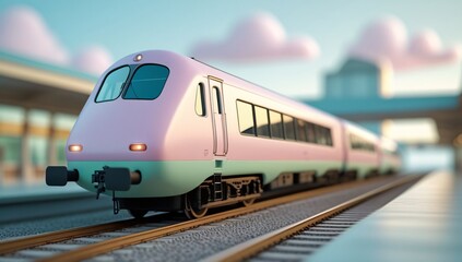 Fototapeta premium train, model train, toy train, electric train, high speed train, pastel, focus, train scene, black, white, railroad tracks, station, train station, train, travel, tourism, leisure, 3d, toy, background