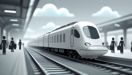 Fototapeta premium train, model train, toy train, electric train, high speed train, pastel, focus, train scene, black, white, railroad tracks, station, train station, train, travel, tourism, leisure, 3d, toy, background