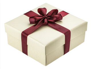 Fototapeta premium Elegant Gift Box with Burgundy Ribbon Bow
