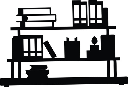 recommend clip art: Bookshelf silhouette, Books on Shelf black silhouette