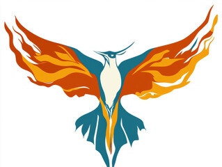 vector illustration of a fiery bird