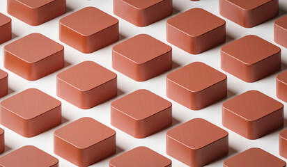 Minimalist Geometric Cube Pattern. Color of the Year 2025 Mocha Mousse