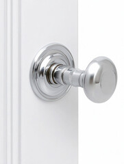 Fototapeta premium Close-Up of Chrome Door Knob on White Door