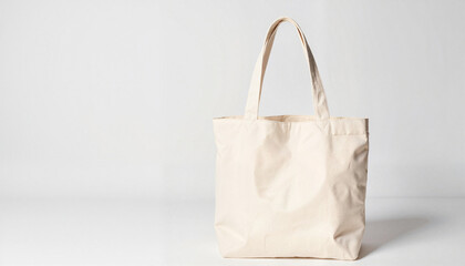 Simple canvas tote bag against a clean white background for eco-conscious shopping