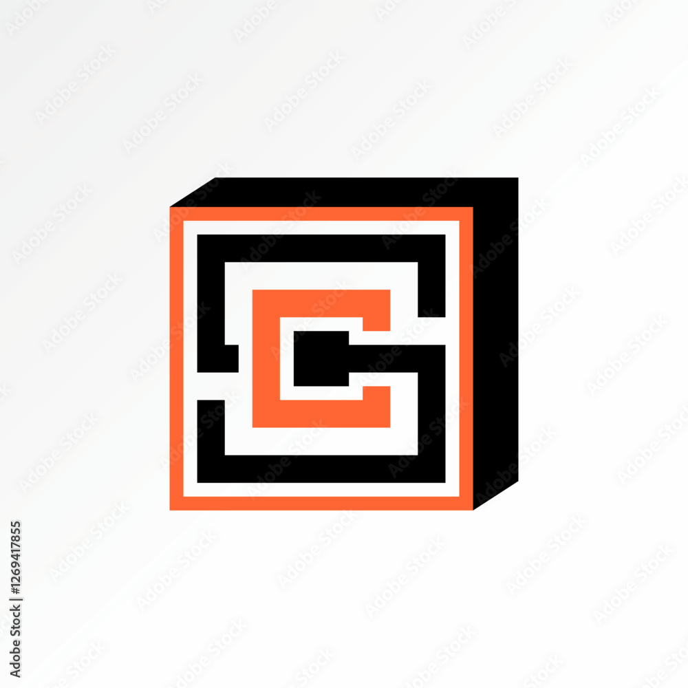 Poster logo design graphic concept creative premium vector stock image sell top initial sc or cs font line 