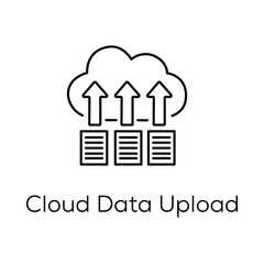 Cloud Data Upload Icon – Online Storage and Backup Management- Vector Editable Stroke Line icon