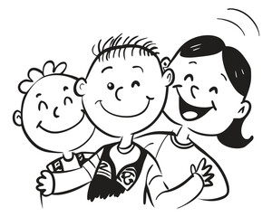 Happy Family Doodle Art Vector Illustration