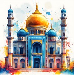 Illustration of a beautiful Muslim place of worship, a mosque.