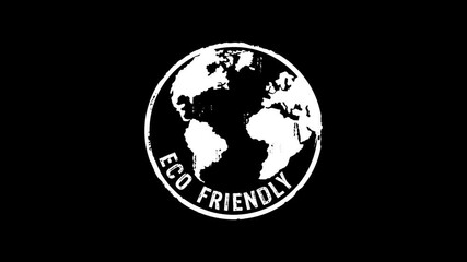 Eco friendly with globe symbol stamp and hand stamping impact isolated animation. Planet earth environment protection 3D concept. Alpha matte channel. - Powered by Adobe