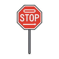 Obraz premium Flat illustration of a red octagonal stop sign on a transparent background.